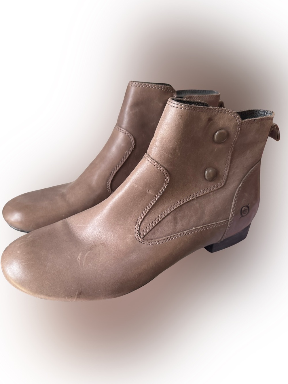 Women’s Born Gray Leather Ankle Boots - Classic Casual Style